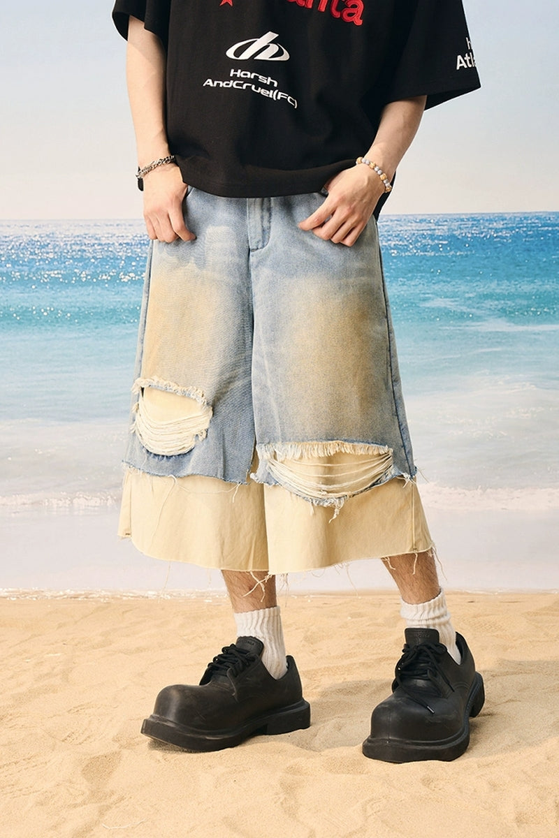 Frayed Light Wash Jorts