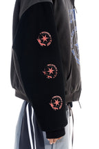 Colorblock Fleece Collar Sweatshirt Jacket