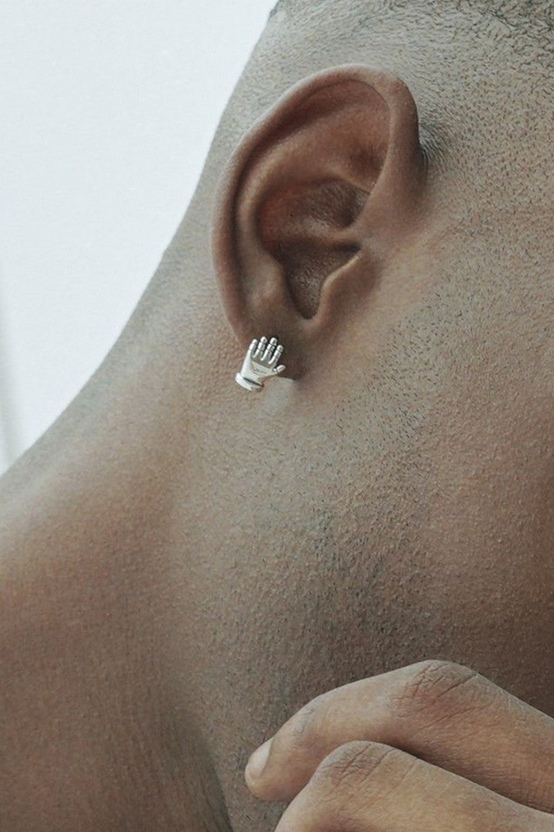 Silver Hand Stud Earrings