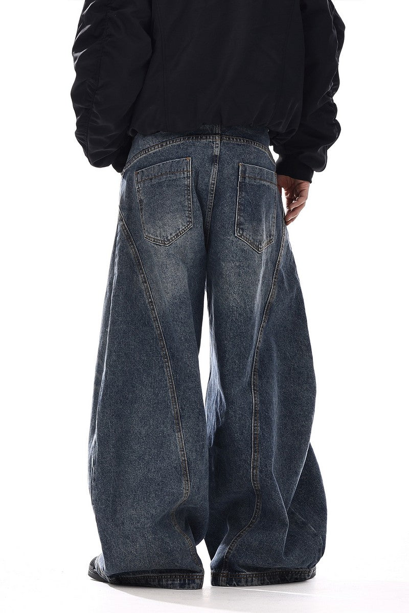 Vintage Washed Blade Wide Jeans