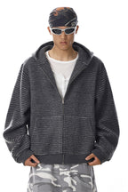 Striped Hooded Zip Sweatshirt