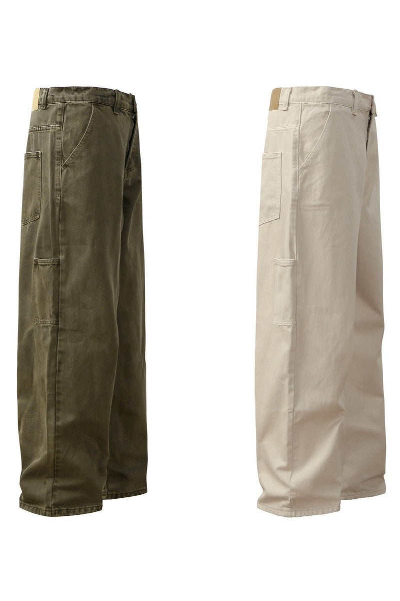 Two Tone Washed Wide Pants