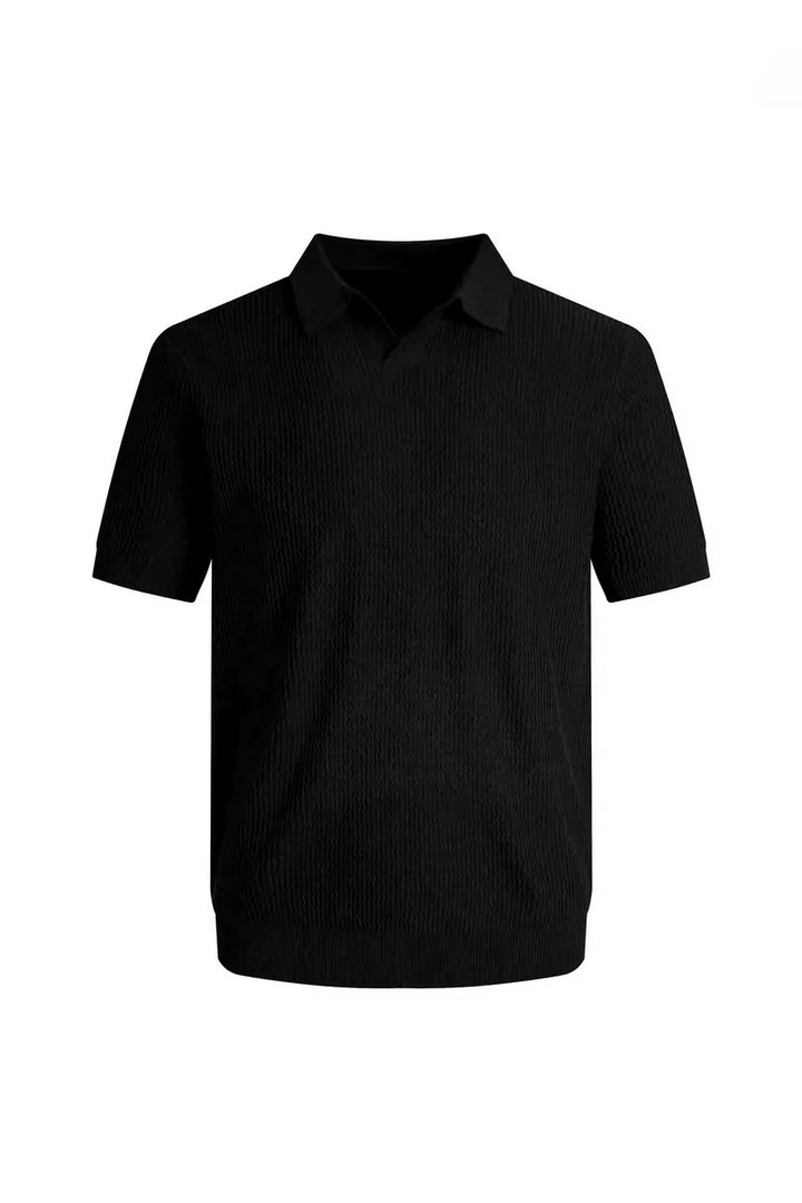 Textured Silk Knit Polo