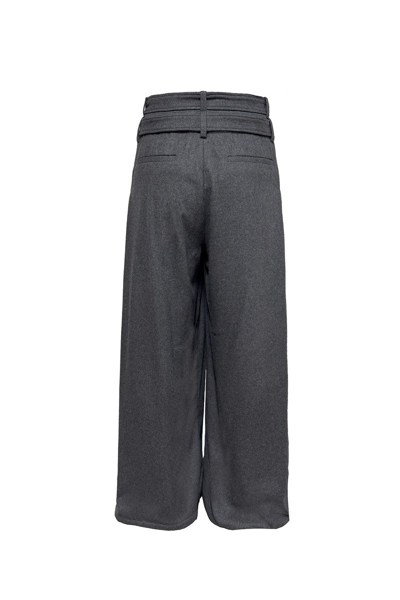 Double Waist Pleated Wool Trousers