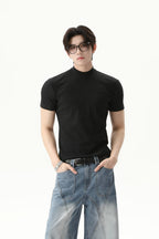 Mock Neck Fitted Short Sleeve Tee
