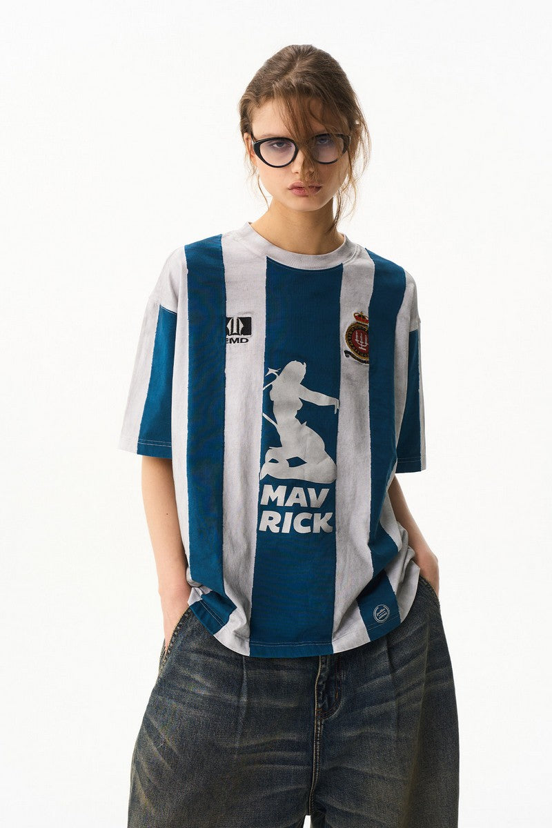 Distressed Striped Jersey Tee