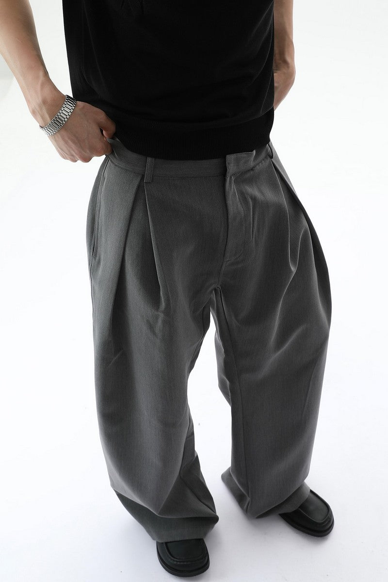 A-Line Pleated Wide Leg Trousers