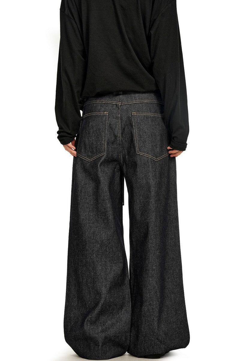 Drawstring Raw Denim Jeans