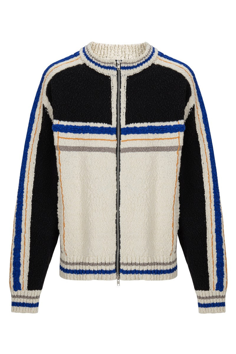Colorblock Knit Zip Cardigan