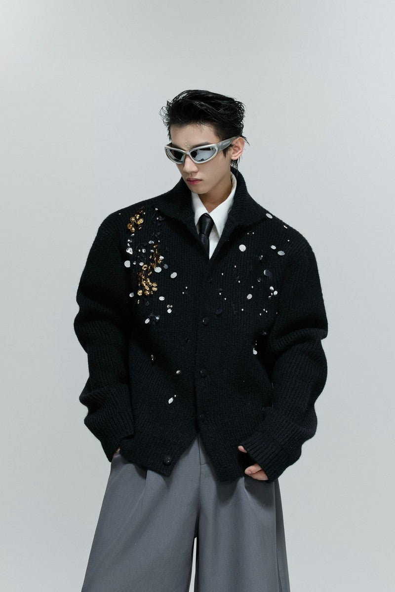 Sequin Turtleneck Knit Sweater