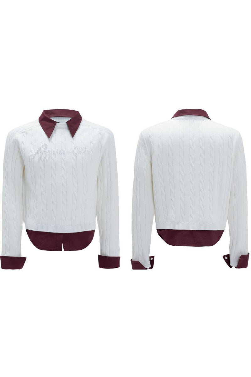 Layered Pearl Knit Sweater