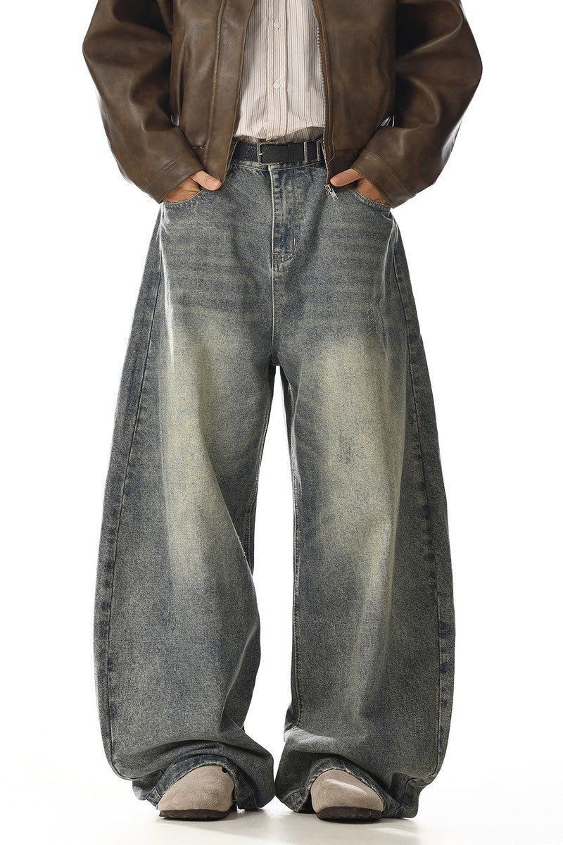 Washed Loose Straight Jeans