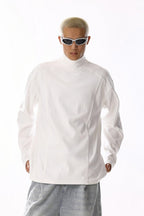 Grey Mock Neck Fleece Tee