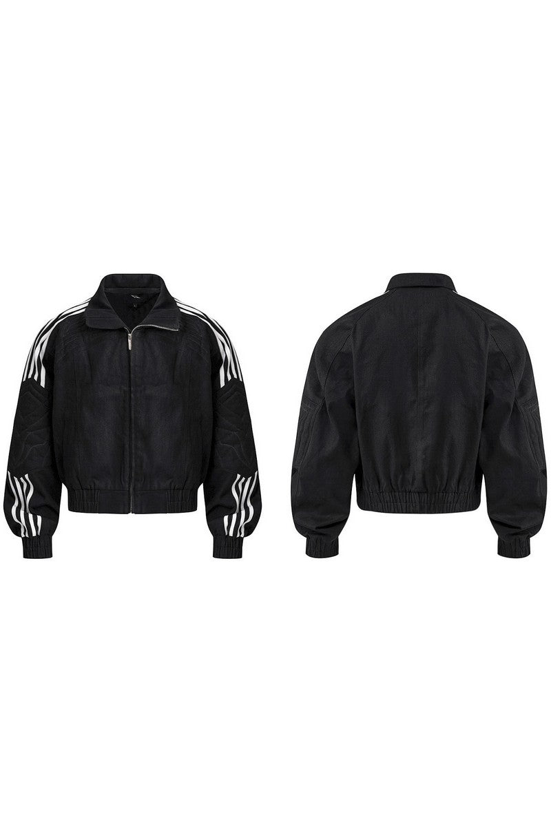 Striped Black Raw Denim Jacket