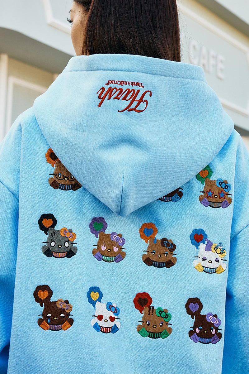 Cat Embroidered Loose Fit Hoodie