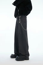 Striped Metal Accent Straight-Leg Trousers