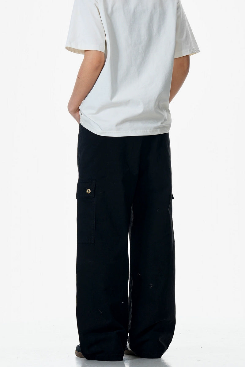 High-Street Washed Black Cargo Pants
