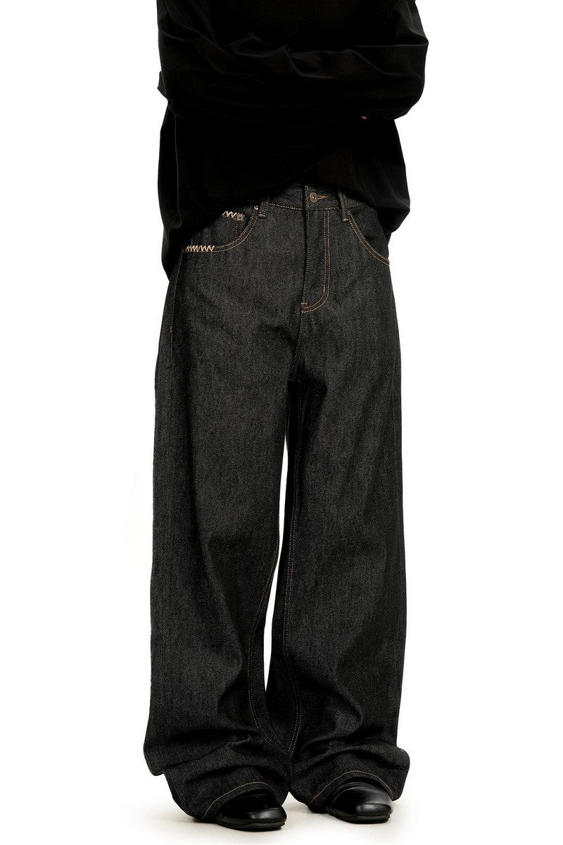 Raw Denim Straight Jeans