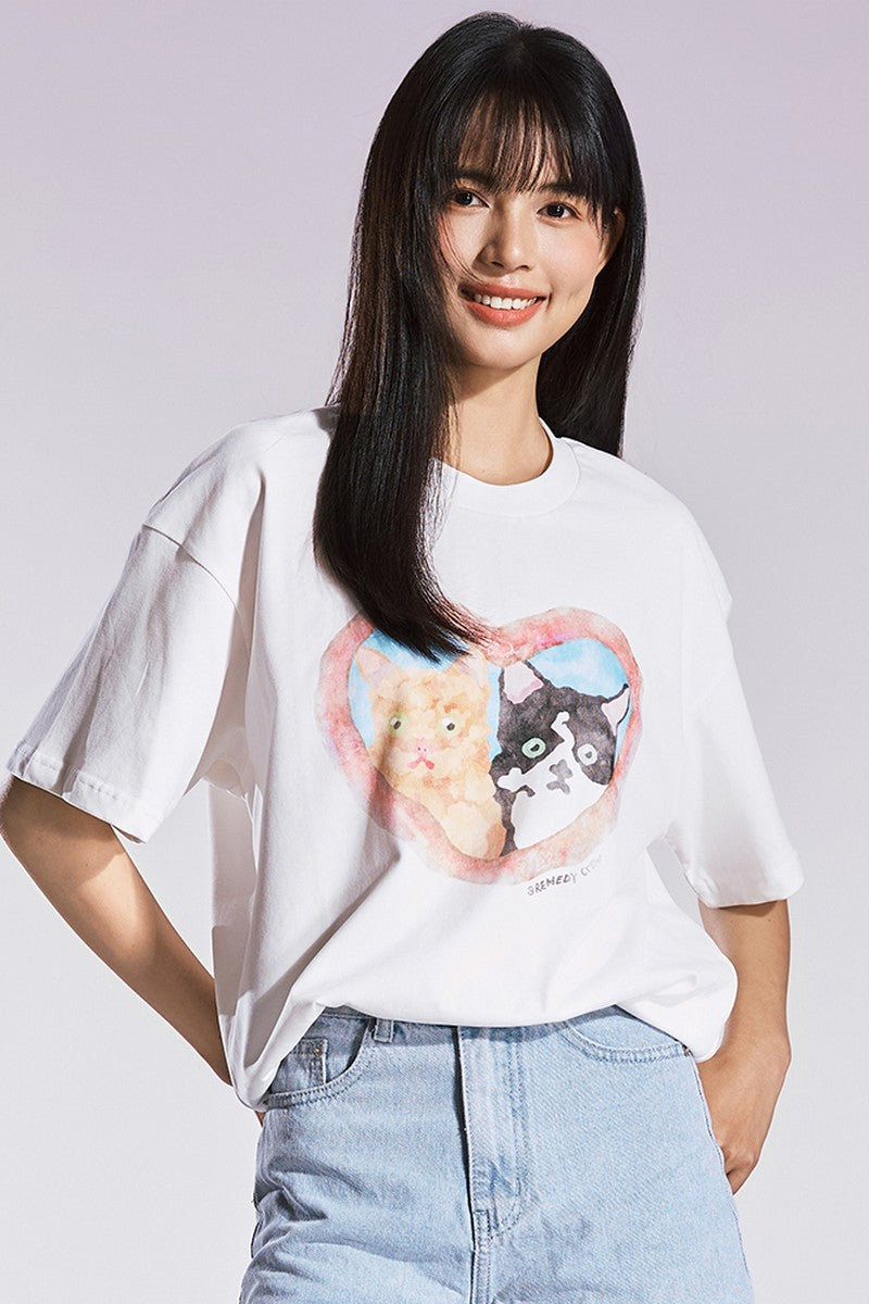 Heart Cat Graphic Tee