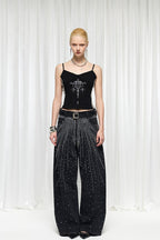 Starry Rhinestone Wide Leg Jeans