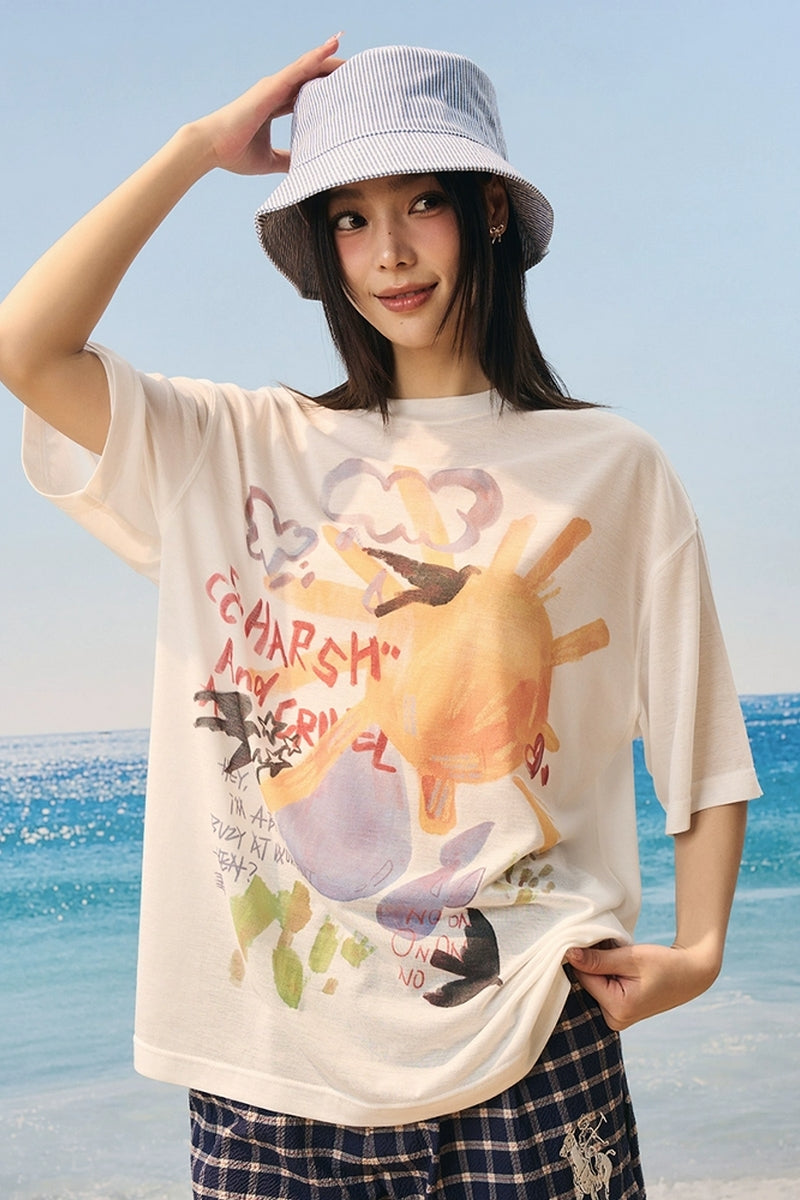 Watercolor Graffiti Mesh T-Shirt