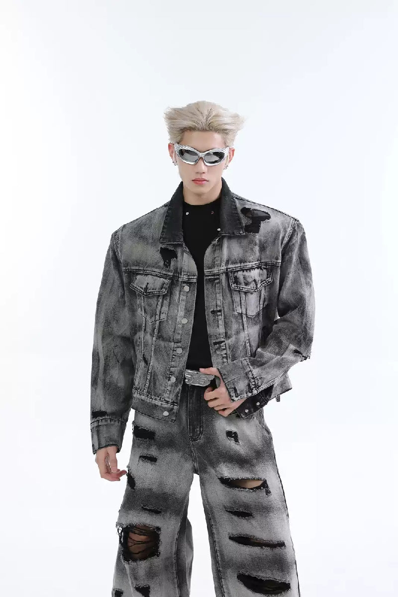 Trunks Rippped Jacket Destroyed Denim Jacket - Turntide – Copping Zone