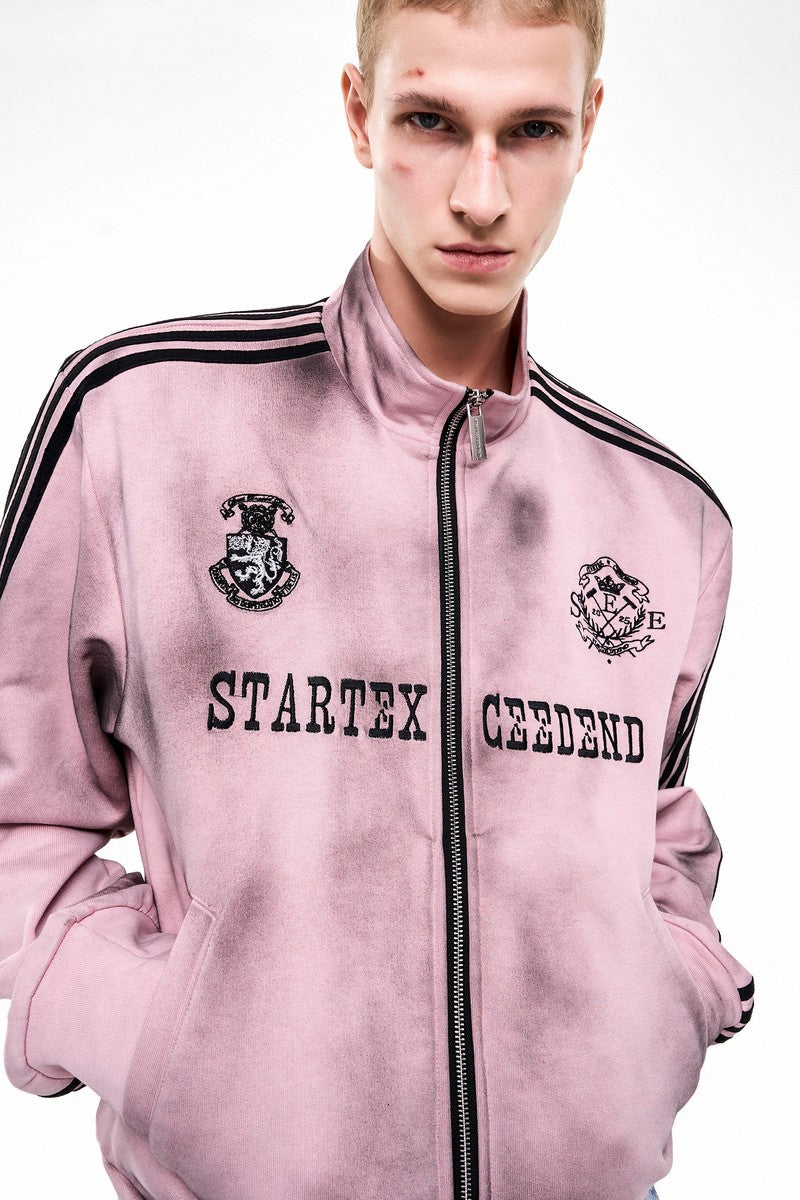 Distressed Striped Track Jacket