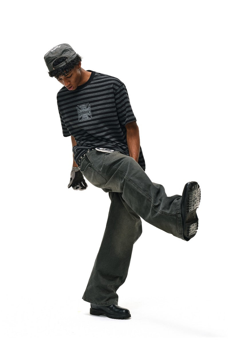 Washed Pleated Work Pants