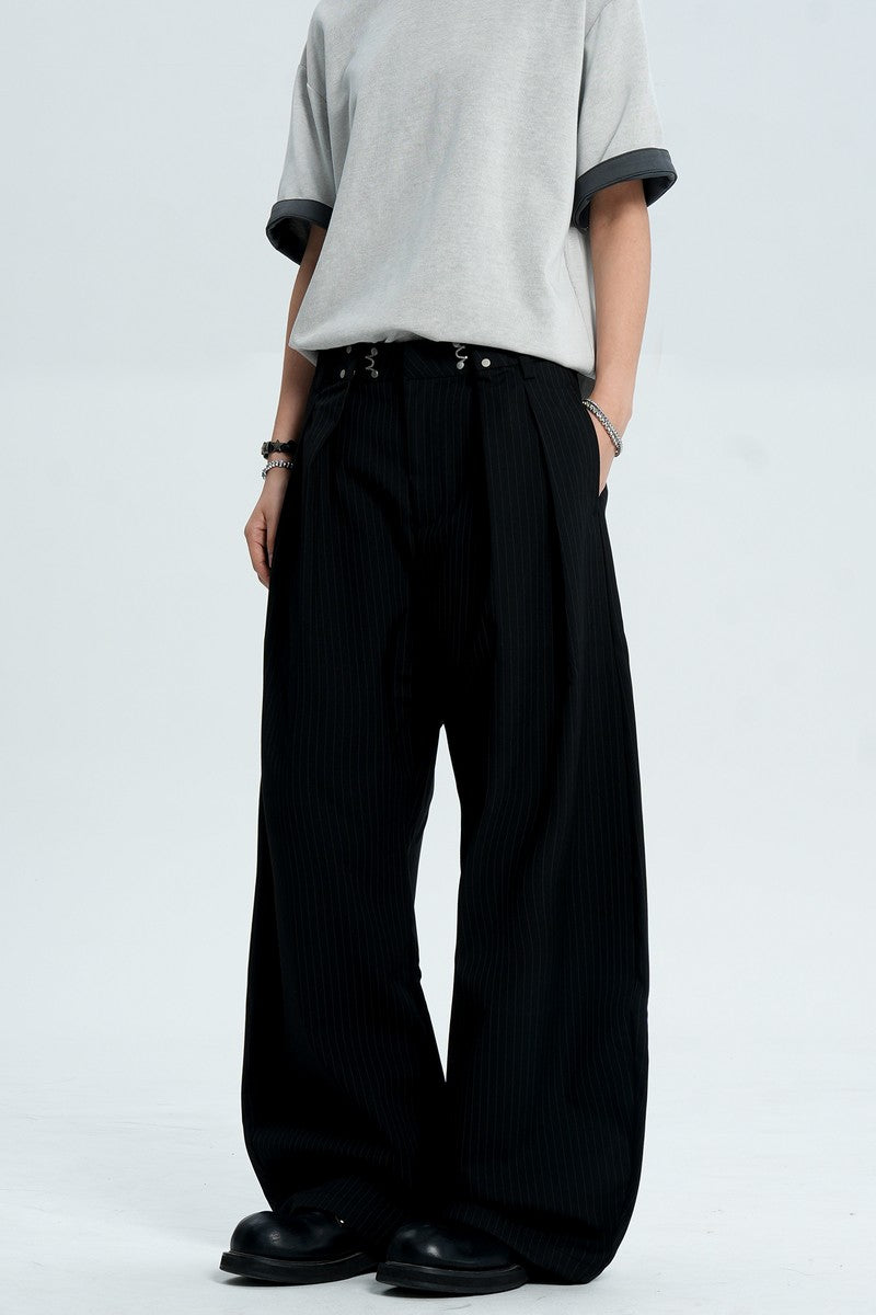 Striped Pleated Dress Pants