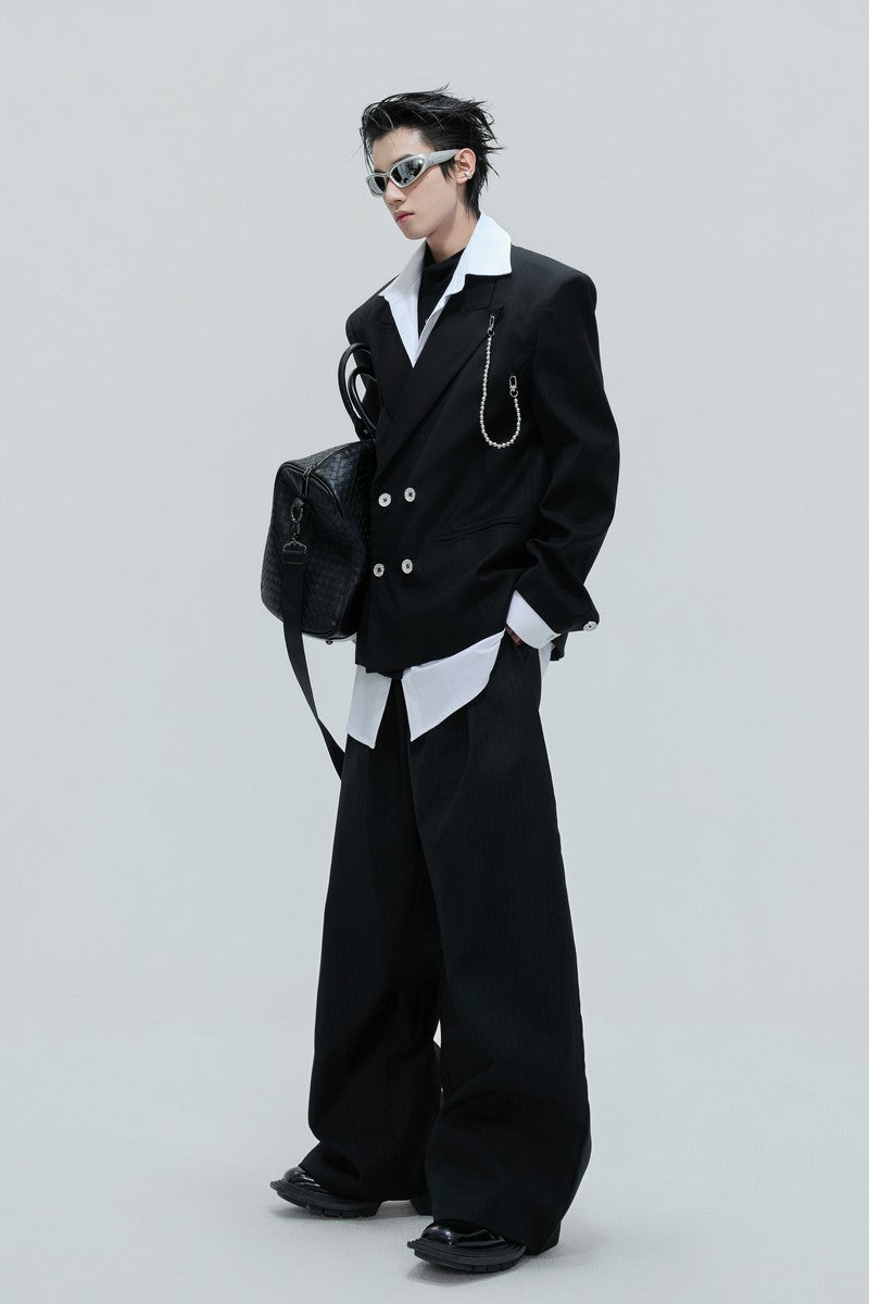 Striped Cinched Waist Trousers