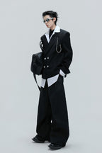 Striped Cinched Waist Trousers