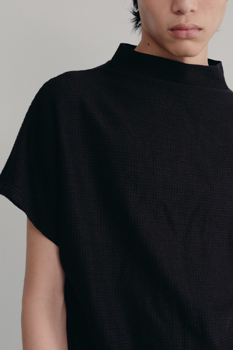 Textured Cowl Sleeve Tee