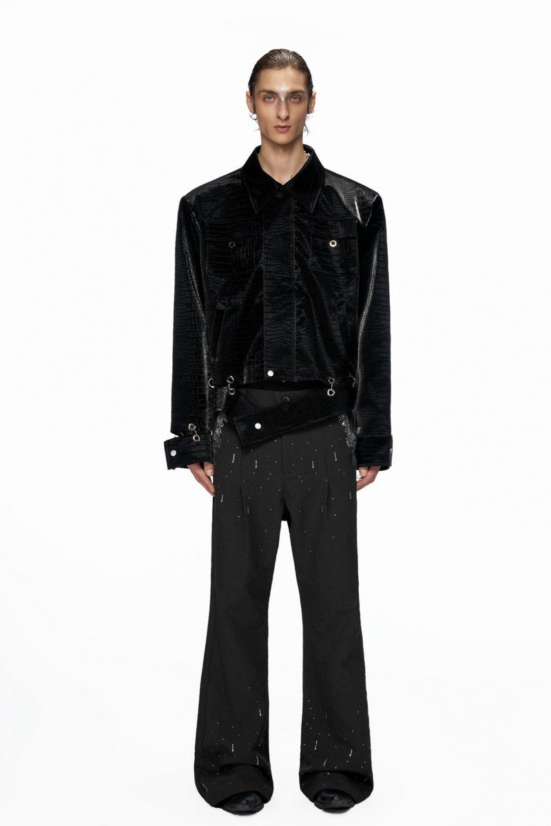 Croc Embossed Leather Jacket