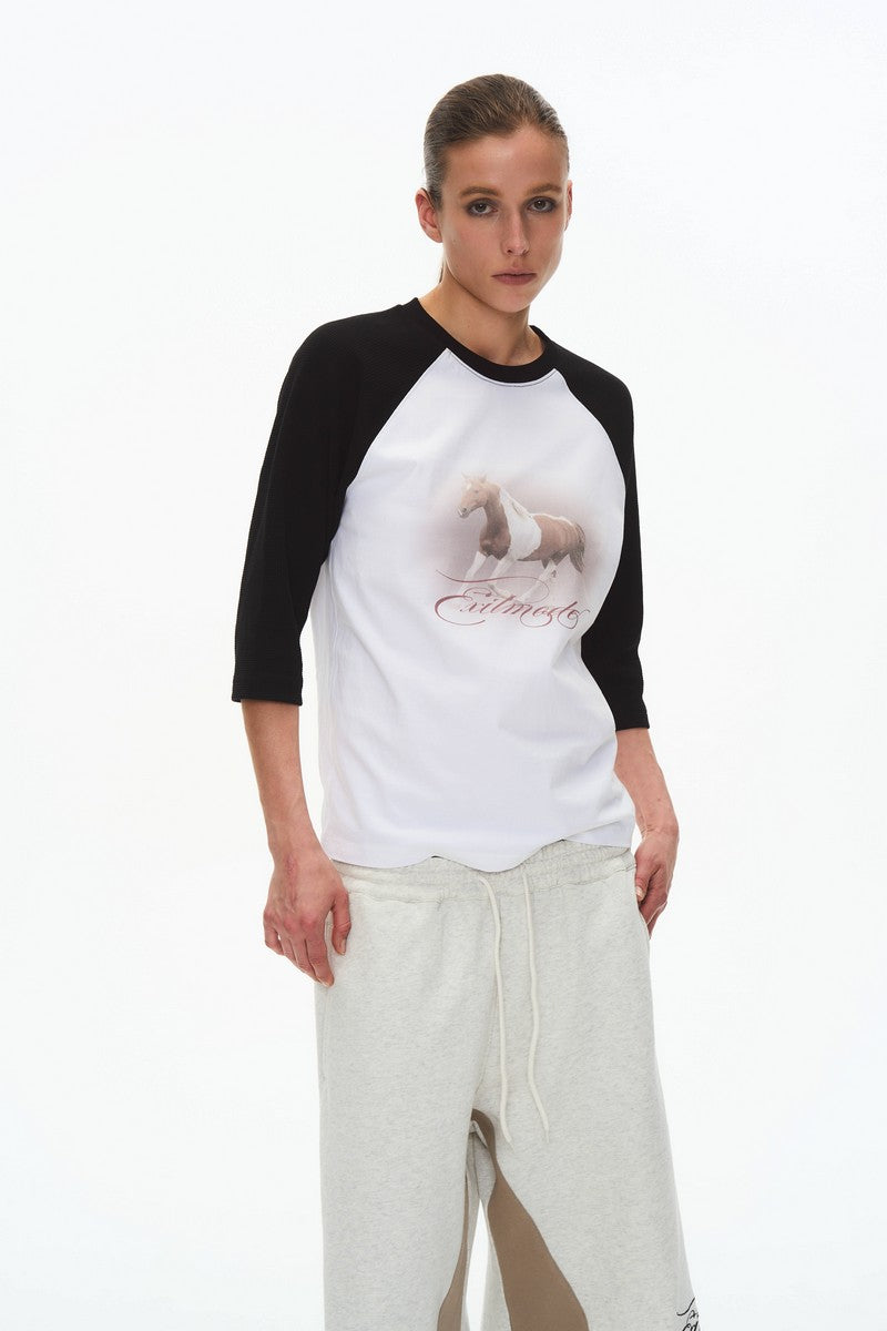 Waffle Three Quarter Raglan Tee