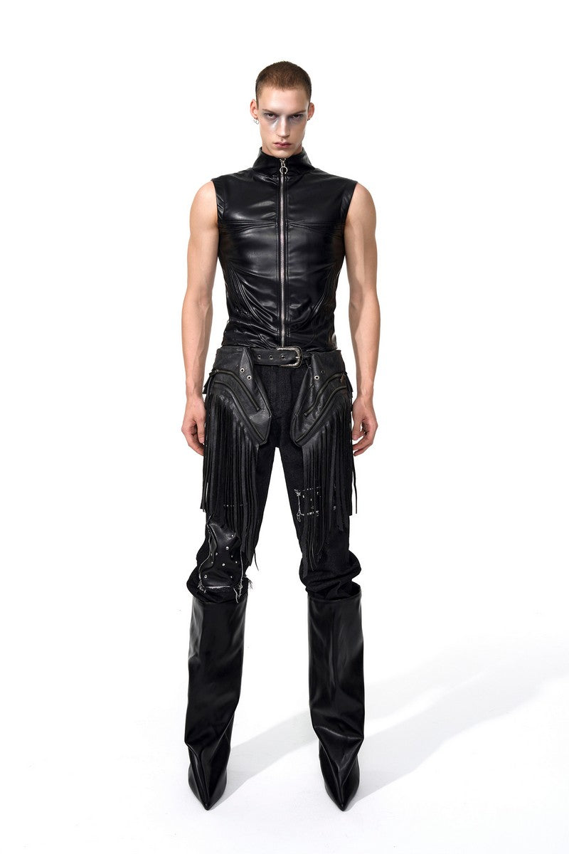 Fitted PU Biker Vest
