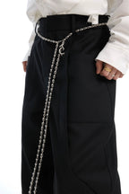 Deconstructed Flare Pants with Chain