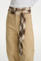 Double Waist Plaid Blade Pants