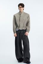 Striped Cropped Button Jacket