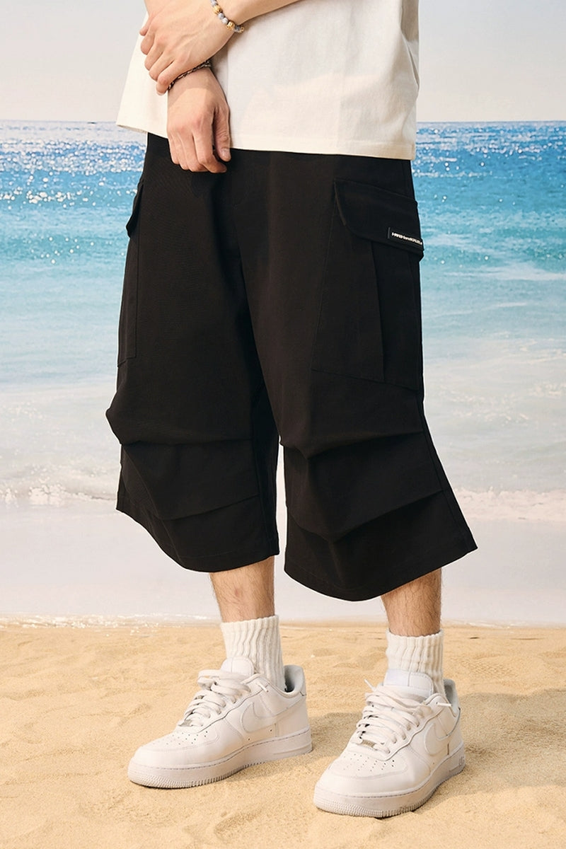 Pleated Pocket Utility Shorts
