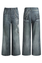 3D Pearl Chain Flared Jeans