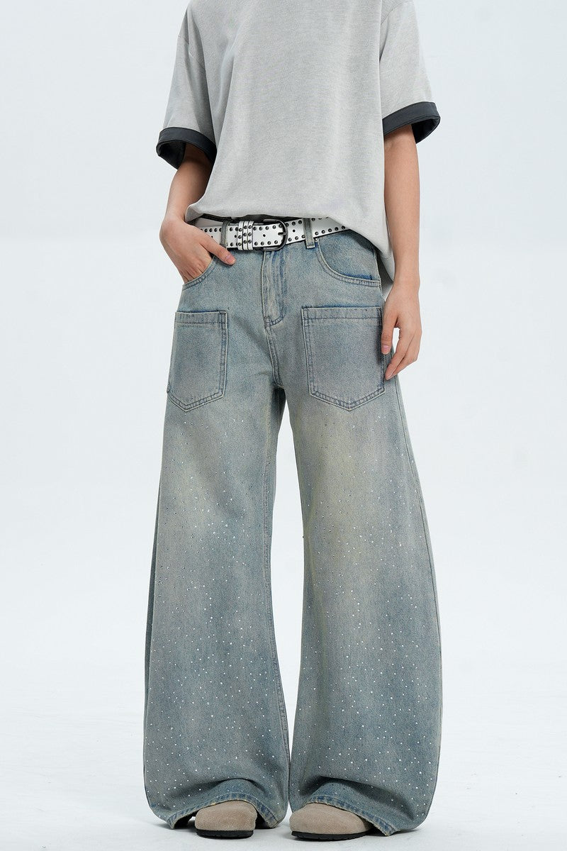 Rhinestone Wide Leg Jeans