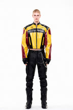 Yellow Colorblock Biker Jacket