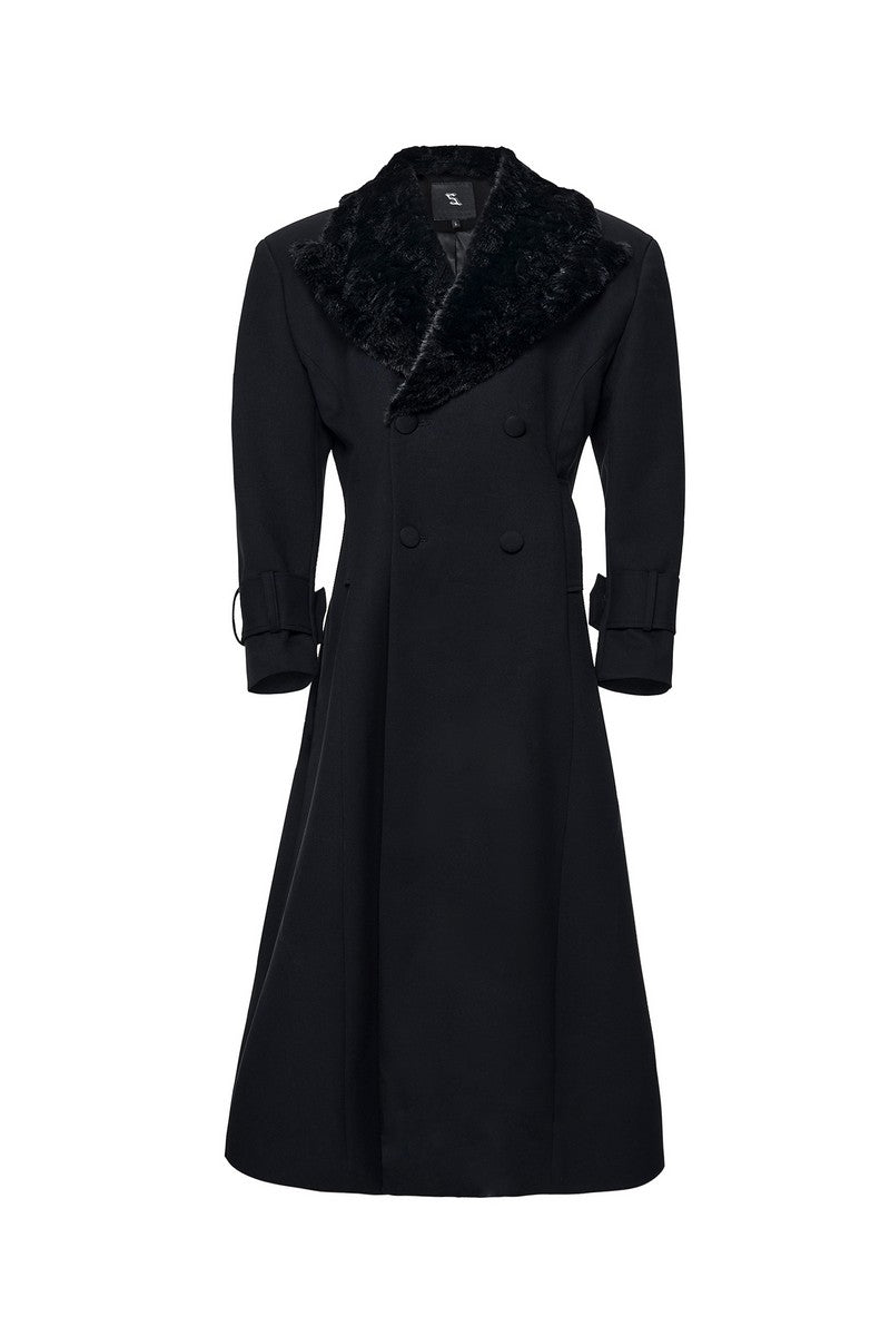 Fur Collar Double Breasted Overcoat