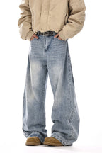 Washed Deconstructed Wide Jeans