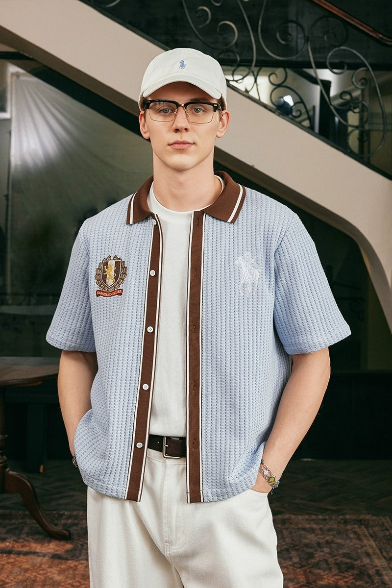 Crochet Contrast Vacation Shirt