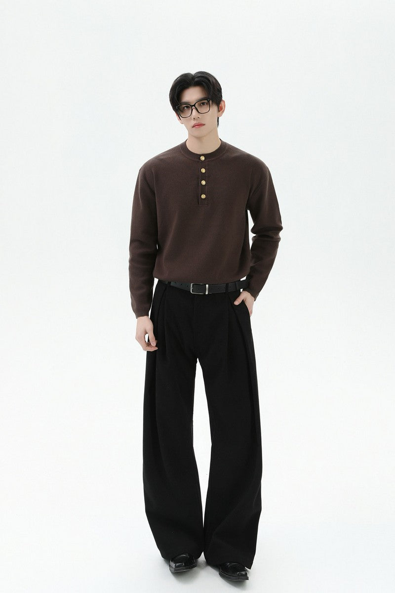 Henley Wool Knit Sweater