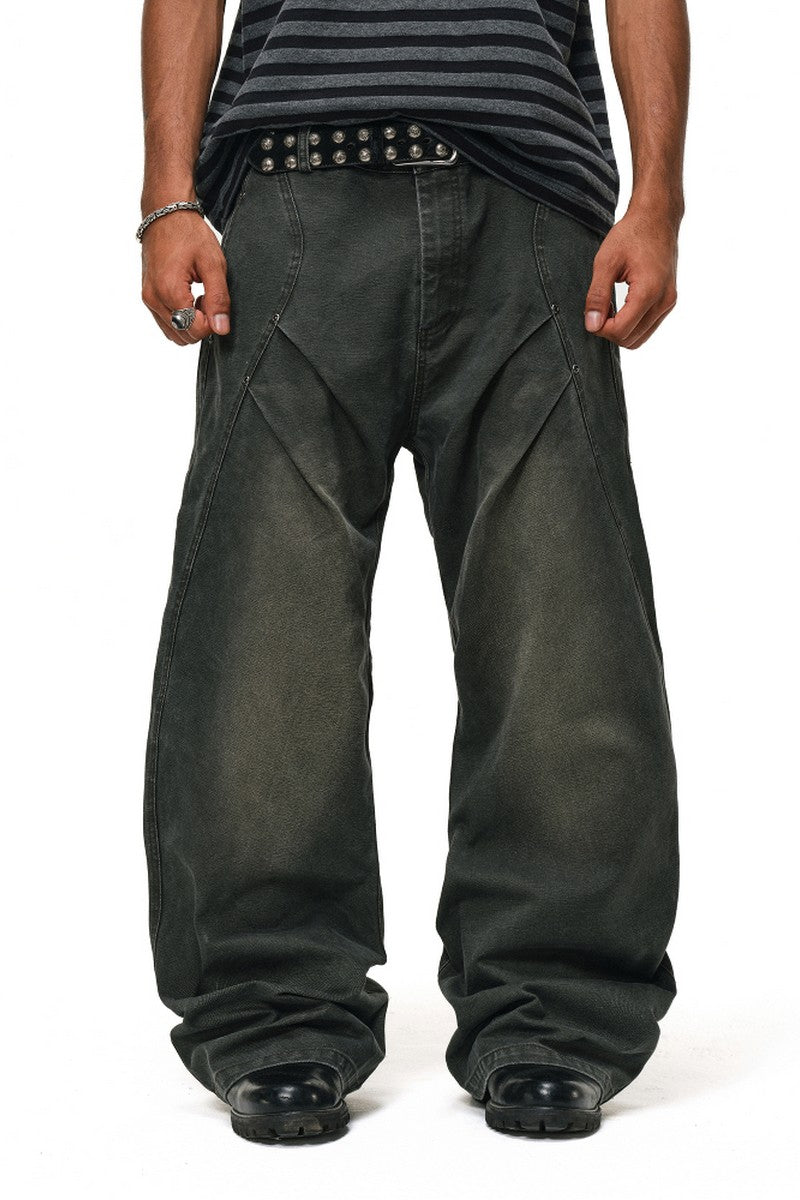 Washed Pleated Work Pants