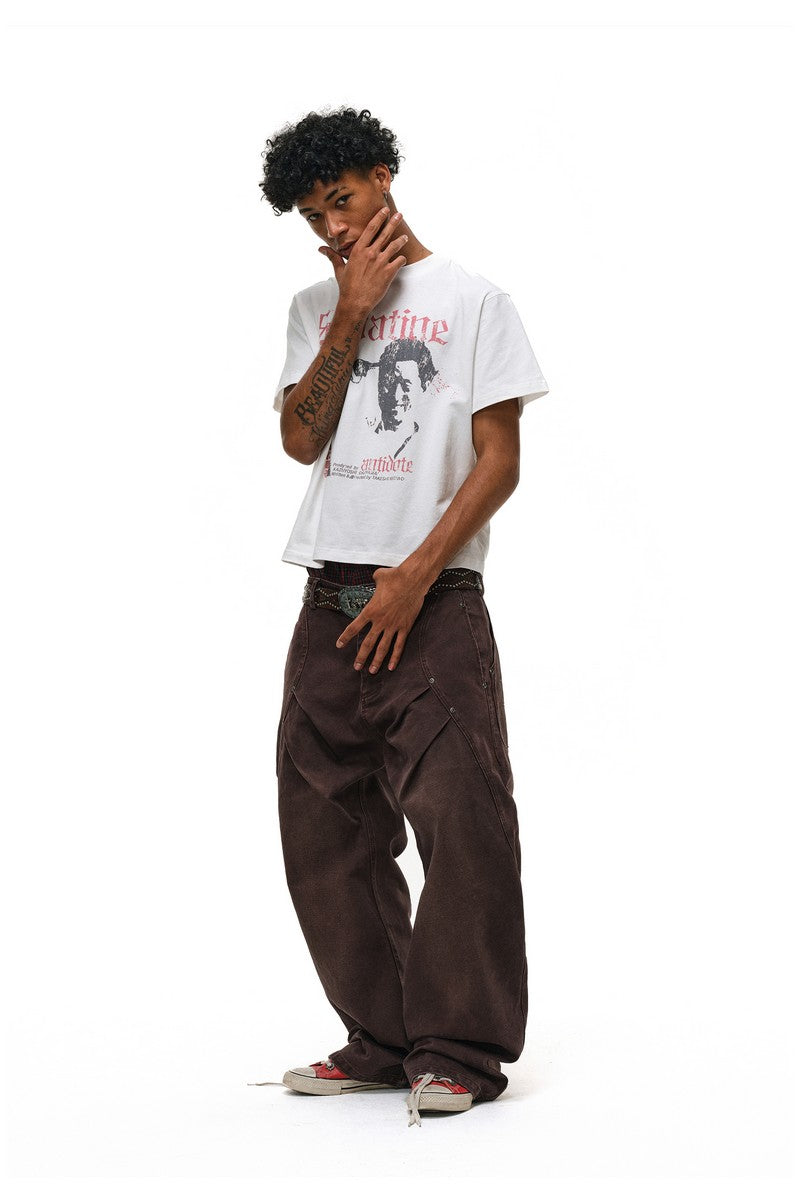 Washed Pleated Work Pants
