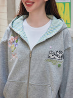 Hand Drawn Dog Embroidered Hoodie