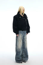 Sequin Cropped Biker Jacket